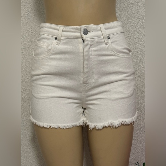 Harper White High Waist Denim Shorts - Picture 1 of 4